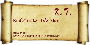 Kránitz Tódor névjegykártya